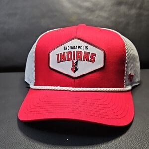 Indianapolis Indians Red and White Snapback Trucker Cap With Rope